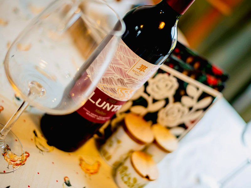 Bottle of wine and a glass ready for a relaxing evening